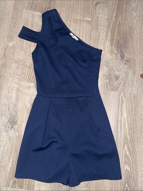 One-Shoulder Navy Romper
